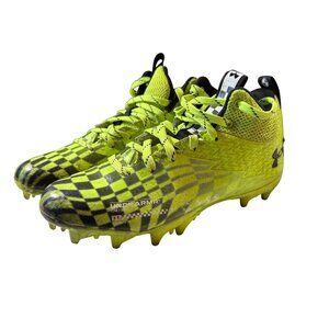 Under Armour Youth Highlight MC Lacrosse Cleats Size 4Y Neon Yellow/Black Checke